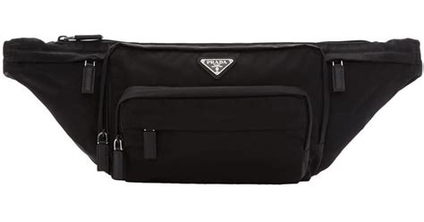 prada triangle fanny pack|prada nylon shoulder bag black.